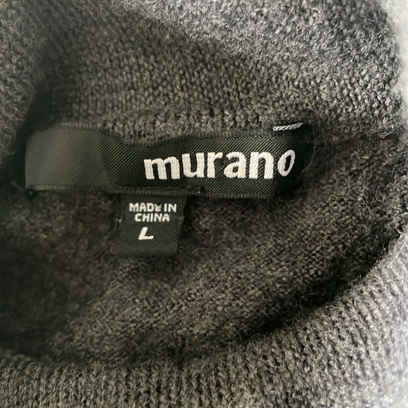 Murano SZ L Gray Long Sleeve Mock-Neck Pull Over Sweater 100% Merino Wool - Picture 4 of 12